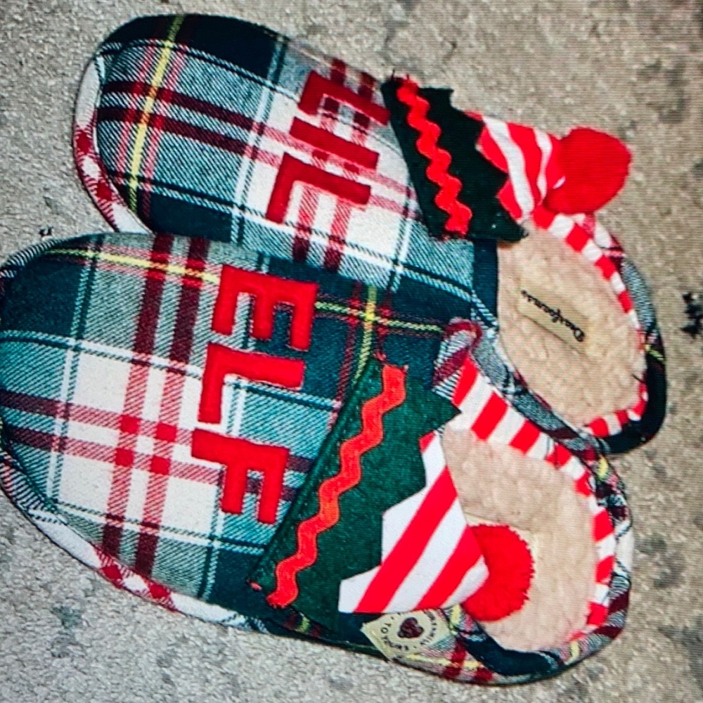 Dear foams boys green plaid lil elf Christmas holiday